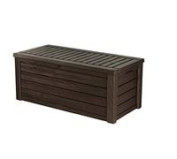 Keter Westwood - Arcón exterior, Baúl almacenaje, Capacidad 570L, Resina, Color Marrón, Ordenación jardín y terraza, 72.4 x 155 x 64.4 cm
