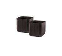 Keter Wood Planter, Set de 2 Maceteros de Polialuminio (Set De 2 Maceteros: 40x40x40 cm y 50L)