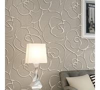 KeTian rollo de papel tapiz con patrón de flores moderno y minimalista adecuado para la sala de estar de la sala de estar y la textura de presión profunda gris 0.53m x 10m = 5.3m2