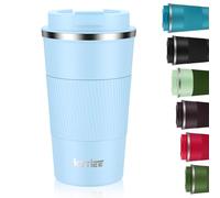 KETIEE Taza de café para llevar, taza térmica de 510 ml, taza de café térmica, doble pared, taza de viaje, taza de viaje con tapa a prueba de fugas para café y té, azul cielo