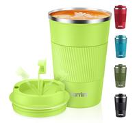 KETIEE Taza de viaje aislada con tapa a prueba de fugas, tazas de café reutilizables de viaje, taza de café de doble pared, taza de café de acero inoxidable para bebidas frías y calientes, 380 ml,