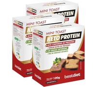 Keto Protein Bestdiet - MiniToast - Alto Contenido en Proteínas Panecillos tostados, Bajos en Carbohidratos y Altos en Proteínas, Saciante, Veganos, Dieta Keto o control de peso - (Pack 3 x 100g)