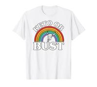Ketogenic Diet Keto Or Bust Western Cow Skull Retro Camiseta gráfica económica, Hombre, Blanco, S