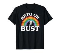 Ketogenic Diet Keto Or Bust Western Cow Skull Retro Camiseta gráfica económica, Hombre, Negro, L
