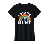 Ketogenic Diet Keto Or Bust Western Cow Skull Retro Camiseta gráfica económica, Mujer, Negro, M
