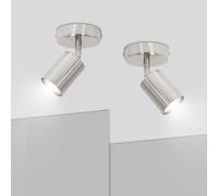 Ketom 2 x GU10 Lámpara de Techo LED 1 Focos - Focos de Techo Orientables - Níquel Mate Apliques Techo Interior - Modernas 1 Focos Techo - Sin Bombilla