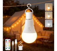 Ketom Bombilla Recargable E27, Bombilla con Mando Usb, 7 W Bombillas Inalámbricas Recargables, 3 Temperaturas de Color & Regulable, Temporizador, para Acampadas Iluminación de Emergencia