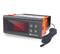 KETOTEK Controlador de Temperatura 220V 16A, Termostato Digital 2 Relés con Sonda para Invernadero Incubadora Acuario Reptil Congelador Calefacción y Refrigeración