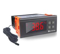 KETOTEK Controlador de Temperatura Digital, Termostato AC 220V 10A Calefacción y Refrigeración con Impermeable Sonda, LCD Display y 2 Relés Control de Temperatura para Incubadora Reptiles