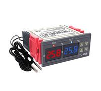 KETOTEK Controlador de temperatura Digital Termostato STC 3008 con 2 Sondas 220V, Doble Relé Control de Calefacción Refrigeración para Incubadora