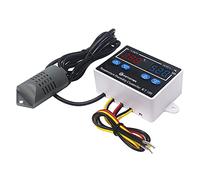 KETOTEK Controlador de temperatura y humedad, Digital termostato 220V Calentamiento Enfriamiento con Sonda, 10A De Salida Directa, para Incubadora Invernadero Reptil
