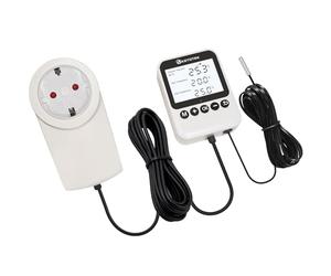 KETOTEK Enchufe Termostato Digital con Temporizador - Controlador de Temperatura Día/Noche 230V, LCD Retroiluminado para Terrario Reptiles & Invernadero, 3 Modos Seleccionables, Sonda NTC 3m