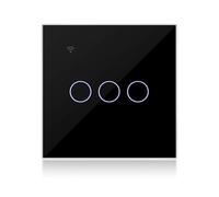 KETOTEK Interruptor Luz Inteligente Negro 3 Gang 1 Via, WiFi Interruptor Luz Tactil Pared Compatible con Alexa, Smart Life/Tuya APP Control, Neutro/Sin Neutro Disponible