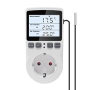 KETOTEK KT3100BL Enchufe de termostato Digital VA Pantalla LCD Salida de Controlador de Temperatura 16A 100-250Vac Luz de Fondo Azul con Sensor de Temperatura de 3 m para incubadora, Invernadero