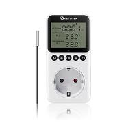 KETOTEK KT3200 Termostato Digital Enchufe Controlador de Temperatura Diurno/Nocturno Regulador de Temperatura de Enfriamiento Calefacción con Sensor 3M para Incubadora Invernadero Reptiles