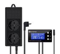 KETOTEK PID Atenuación Termostato Enchufe Controlador de Temperatura con Dia Noche Temporizador Digital Termostato con Sonda para Acuario Lámpara de Calor Invernadero Reptiles