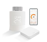 KETOTEK Termostato de Radiador Inteligente con Zigbee Gateway Hub, Válvula Termostática Radiador, Termostato WiFi Compatible con Alexa, Google Assistant, Control por App Smart Life/Tuya, Starter Kit