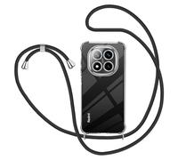 KetteTech Carcasa con cordón para Xiaomi Redmi Note 14 Pro 5G(Non per 4G)/Poco X7 5G, Transparente de Silicona Collar Ajustable para teléfono móvil, Correa de la Funda - Negro
