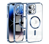 KetteTech Funda Magnética para iPhone 11 Compatible con Magsafe Carga Inalámbrica, Carcasa Silicona Suave Delgada Protección Grado Militar [Cubierta Cámara], Azul Transparente