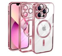 KetteTech Funda Magnética para iPhone 11 Pro Compatible con Magsafe Carga Inalámbrica, Carcasa Silicona Suave Delgada Protección Grado Militar [Cubierta Cámara], Oro Rosa Transparente