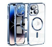 KetteTech Funda Magnética para iPhone 13 Compatible con Magsafe, Carcasa Silicona Suave Delgada Protección Grado Militar [Cubierta Cámara], Azul Transparente