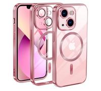 KetteTech Funda Magnética para iPhone 13 Compatible con Magsafe Carga Inalámbrica, Carcasa Silicona Suave Delgada Protección Grado Militar [Cubierta Cámara], Oro Rosa Transparente