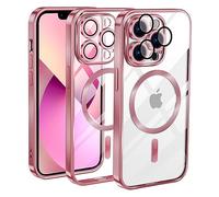 KetteTech Funda Magnética para iPhone 13 Pro Compatible con Magsafe Carga Inalámbrica, Carcasa Silicona Suave Delgada Protección Grado Militar [Cubierta Cámara], Oro Rosa Transparente
