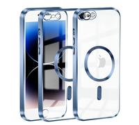 KetteTech Funda Magnética para iPhone 8/ iPhone SE 2020/2022 Compatible con Magsafe Carga Inalámbrica, Carcasa Silicona Suave Delgada Protección Grado Militar [Cubierta Cámara], Azul Transparente
