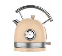Cecotec Hervidor de Agua Eléctrico ThermoSense 420 Light Beige. 1,8 Litros de capacidad, 2200 W, Medidor de Temperatura, Base 360º, Acero Inoxidable, Estilo Vintage, Beige