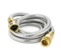 KETTOYA Manguera corta de jardín de metal de acero inoxidable de 5 pies, conector de latón macizo hembra a macho de 3/4 pulgadas, manguera líder pequeña para carrete de manguera, duradera, flexible