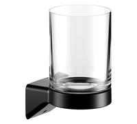 KEUCO AVENO Portavasos, Vaso de cristal auténtico, 14650379000, Color: Negro Mate