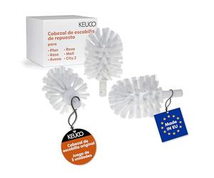 Keuco cepillos de Repuesto Blanco 3 und, para Plan, Rose, Aveno, Reva, Moll | Ø 6,9 cm, cabezales de repuesto originales para juegos de cepillos para WC KEUCO