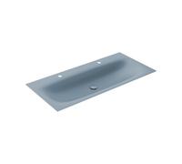 KEUCO EDITION 11 ART lavabo doble encastrado en acero esmaltado, 1206x4x493mm, con agujero para grifo 2x1, 32590531202, Color: Satén azul