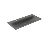 KEUCO EDITION 11 ART lavabo doble encastrado en acero esmaltado, 1206x4x493mm, con agujero para grifo 2x1, 32590541202, Color: humear