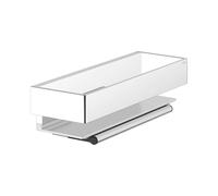 Keuco Cesta de ducha metal, gris plata y cromada de alto brillo, incl. limpiador de cristales, blanco, 9,5 x 30 x 8,2 cm, montaje en la pared en la ducha, repisa para ducha, Edition 11