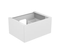 KEUCO EDITION 11 mueble bajo para lavabo, 1 extracción frontal, con iluminación interior LED, 700x350x535mm, 31341280100, Cuerpo/Frontal: Cashmere lacado seda mate / Cashmere cristal satinado