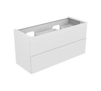KEUCO EDITION 11 mueble bajo para lavabo doble empotrado, 2 extracciones frontales, con iluminación LED, 1400x700x535mm, 31264300100, Cuerpo/Frontal: Lacado blanco seda mate / vidrio blanco