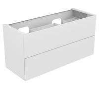 KEUCO EDITION 11 mueble bajo para lavabo doble empotrado, 2 extracciones frontales, con iluminación LED, 1400x700x535mm, 31264210100, Cuerpo/Frontal: Laca blanca de alto brillo / Laca blanca de alto b