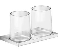 Keuco Edition 11 Portavasos con 2 vasos de cristal, metal cromado