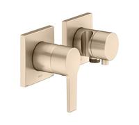 KEUCO EDITION 11 Set mezclador monomando enyesado para 2 consumidores con conexión de manguera y soporte de ducha, 51151031222, Color: bronce cepillado