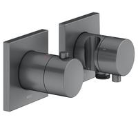 KEUCO EDITION 11 Thermostatarmaturen Set oculto para 3 consumidores con conexión de manguera y soporte de ducha, 51153131232, Color: Negro cromo cepillado