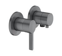 KEUCO EDITION 400 Juego monomando UP 2 vías con conexión para manguera, 51551131121, Color: Negro cromo cepillado