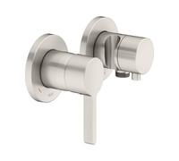 KEUCO EDITION 400 Juego monomando UP de 2 vías con conexión de manguera y soporte de ducha, 51551051221, Color: níquel cepillado