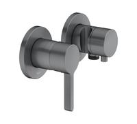 KEUCO EDITION 400 Juego monomando UP de 2 vías con conexión de manguera y soporte de ducha, 51551131221, Color: Negro cromo cepillado