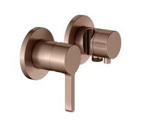 KEUCO EDITION 400 Juego monomando UP de 2 vías con conexión de manguera y soporte de ducha, 51551291221, Color: rojo oro cepillado