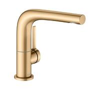 KEUCO EDITION 400 Mezclador monomando de lavabo 150, orientable, sin juego de desagüe, 51505250100, Color: Latón cepillado