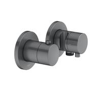 KEUCO EDITION 400 Mezclador termostático empotrado de 2 vías con conexión de manguera y soporte de ducha, 51553131221, Color: Negro cromo cepillado