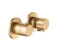 KEUCO EDITION 400 Mezclador termostático empotrado de 2 vías con conexión de manguera y soporte de ducha, 51553251221, Color: latón cepillado