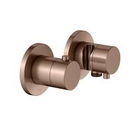 KEUCO EDITION 400 Mezclador termostático empotrado de 2 vías con conexión de manguera y soporte de ducha, 51553291221, Color: rojo oro cepillado