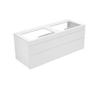 KEUCO EDITION 400 Mueble bajo para lavabo doble, 2 extraíbles, sin agujero para grifo 1400x546x535mm, 31574150000, Cuerpo/Frontal: Lacado texturizado antracita / cristal satinado antracita